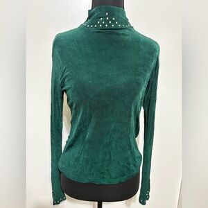 Elegant Forest Green Long Sleeve Top